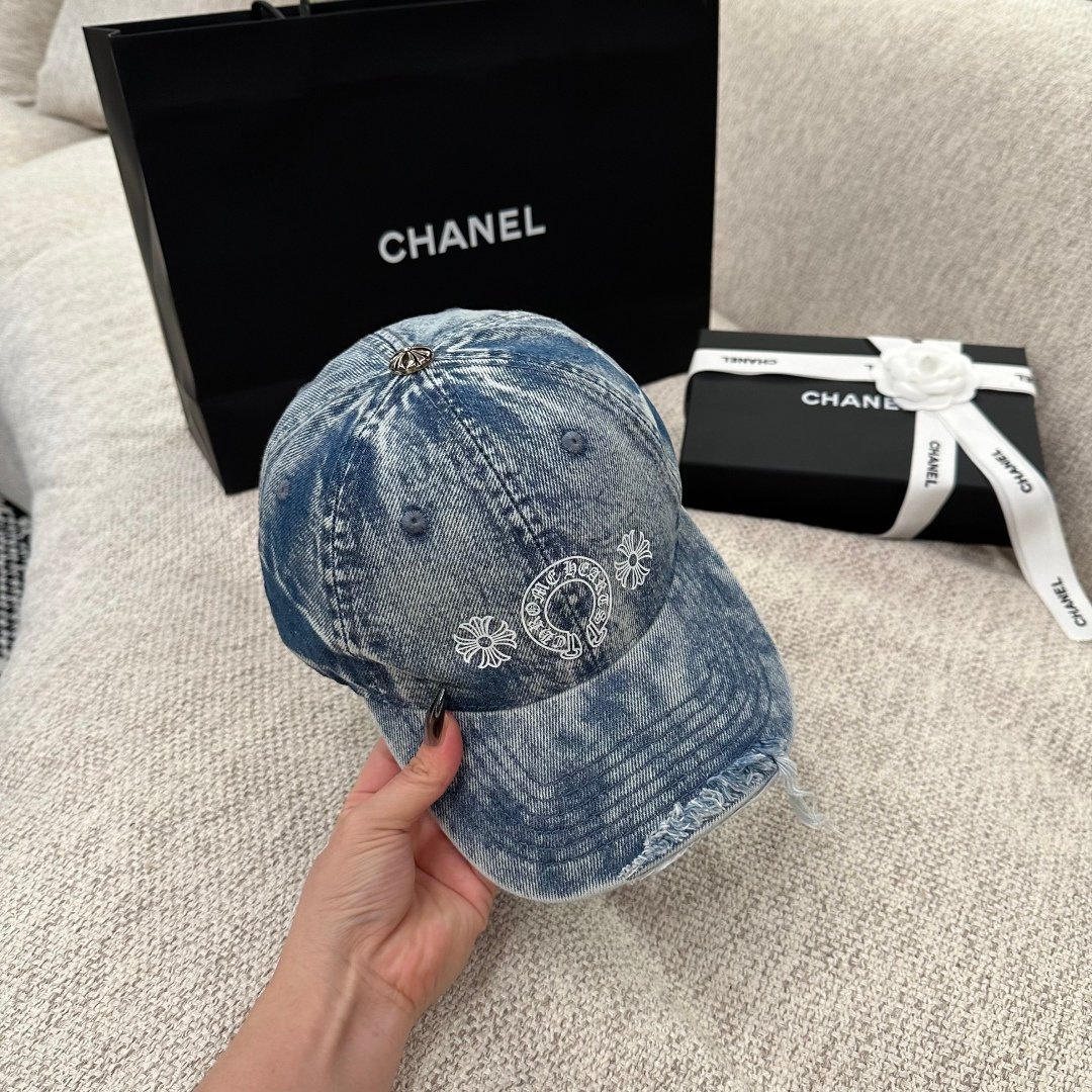 [CHROME HEARTS] 크롬하츠 워시드 디스트로이드 데님 볼캡
