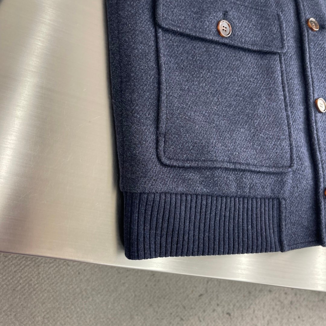 [LORO PIANA] 로로피아나 울 블렌드 스탠드 칼라 버튼 자켓