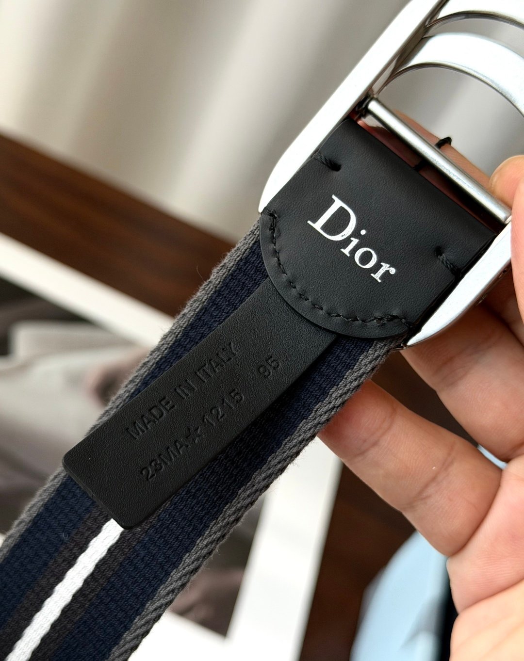 [DIOR] 디올 CD Icon 스트라이프 캔버스 벨트