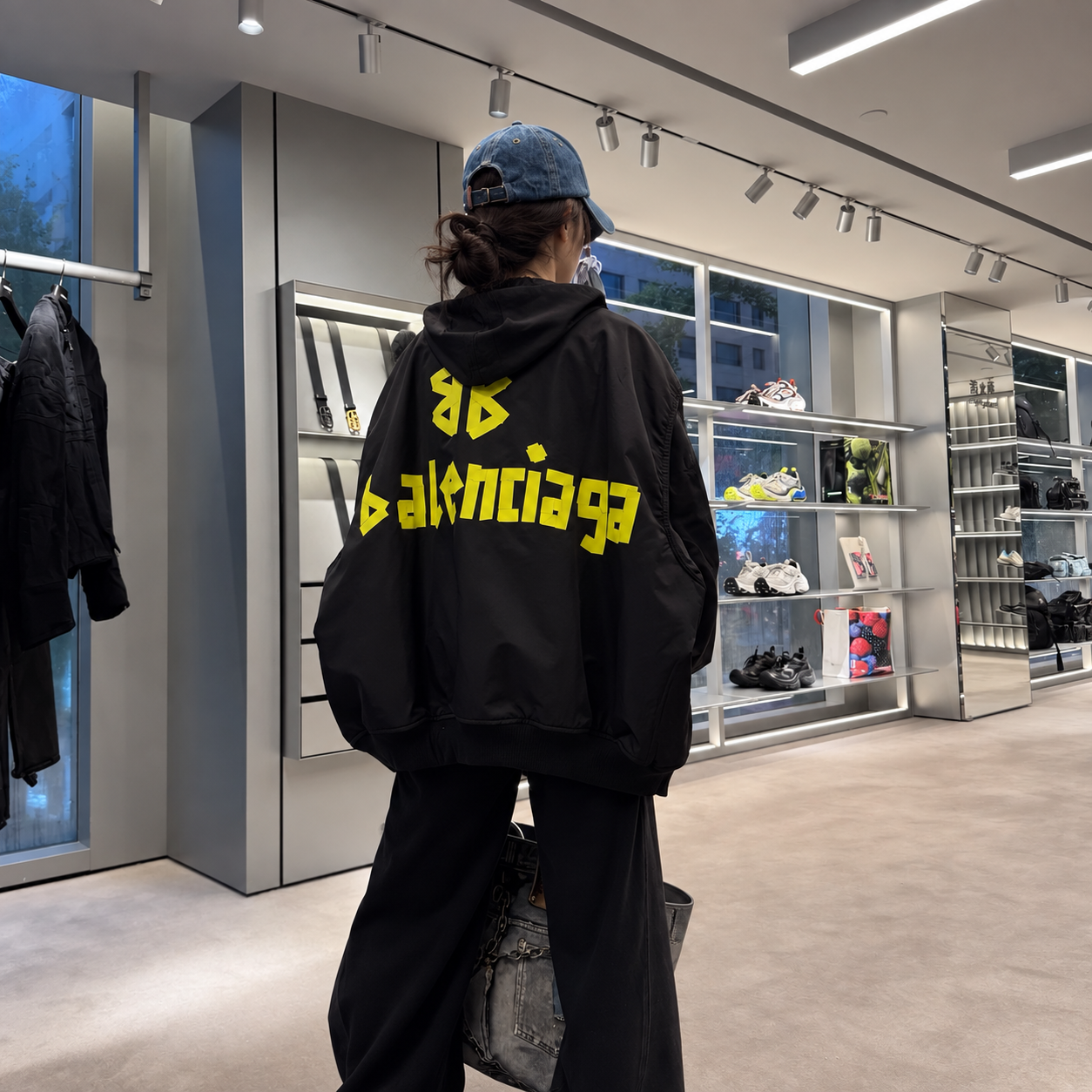 [BALENCIAGA] 발렌시아가 테이프 로고 패딩 봄버 재킷