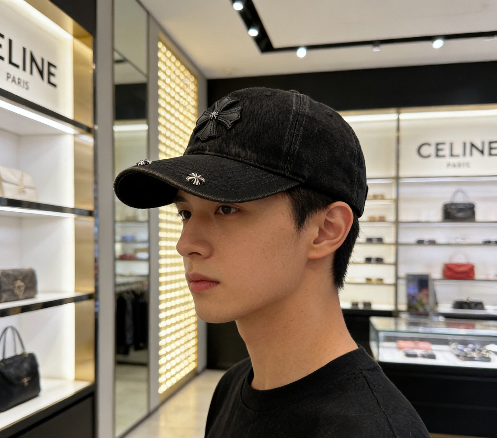 크롬하츠 워시드 크로스 패치 볼캡