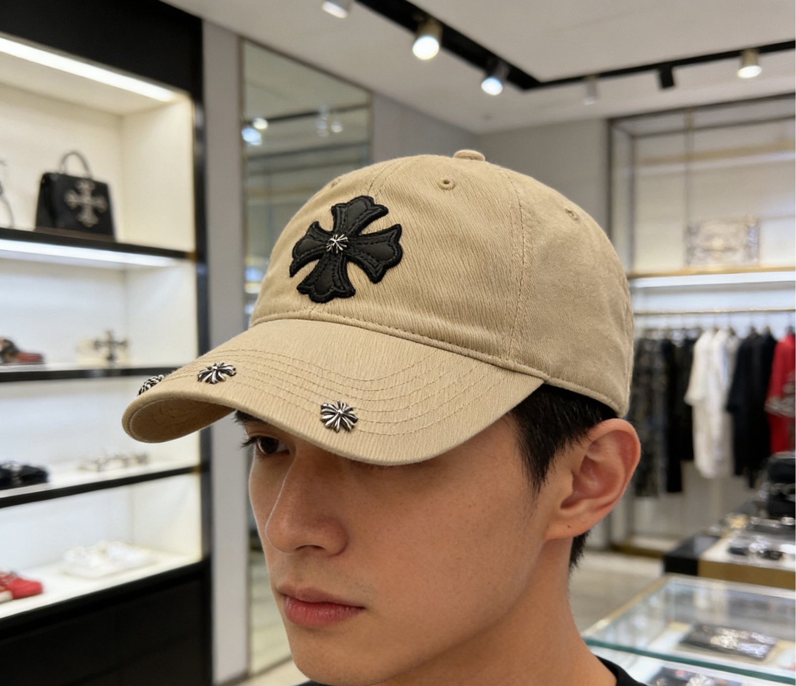 크롬하츠 워시드 크로스 패치 볼캡