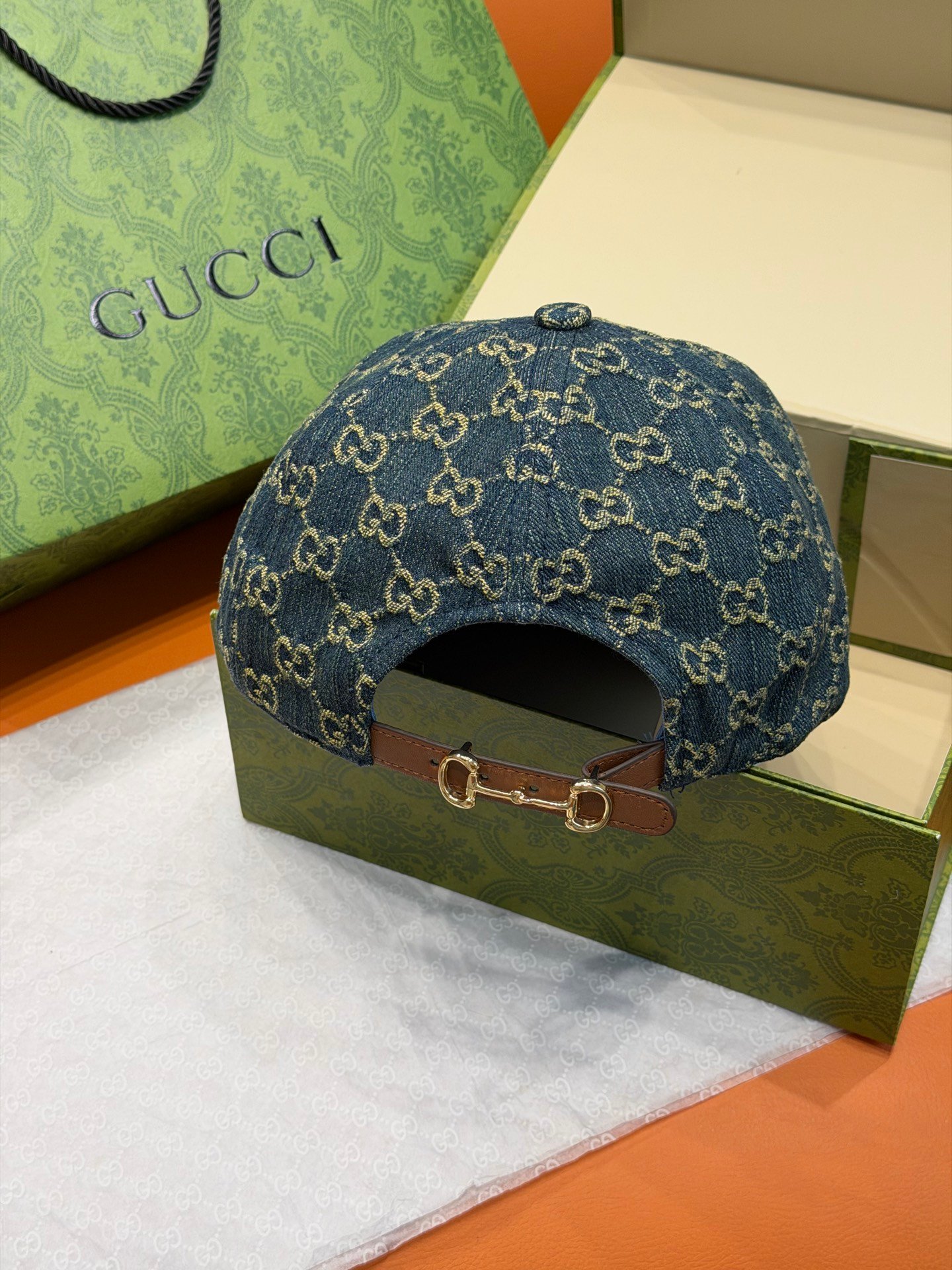 [GUCCI] 구찌 GG 데님 모노그램 베이스볼 캡