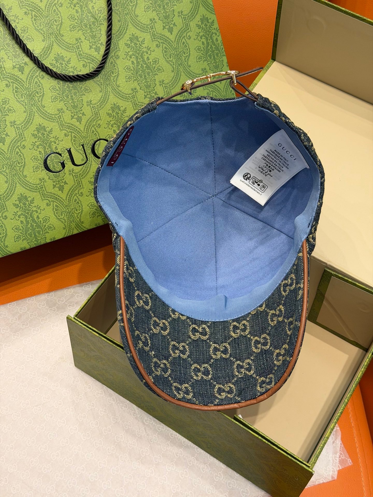 [GUCCI] 구찌 GG 데님 모노그램 베이스볼 캡