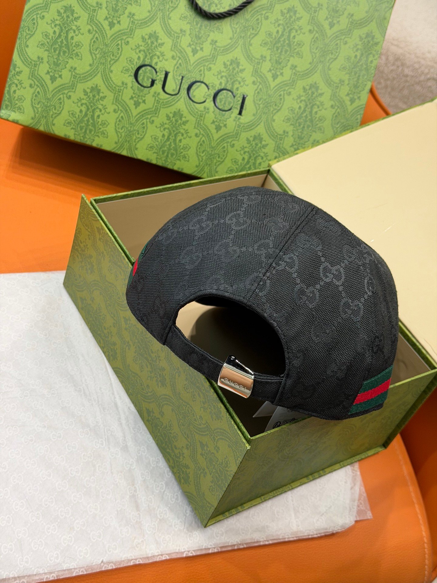 [GUCCI] 구찌 GG 자카드 웹 스트라이프 볼캡