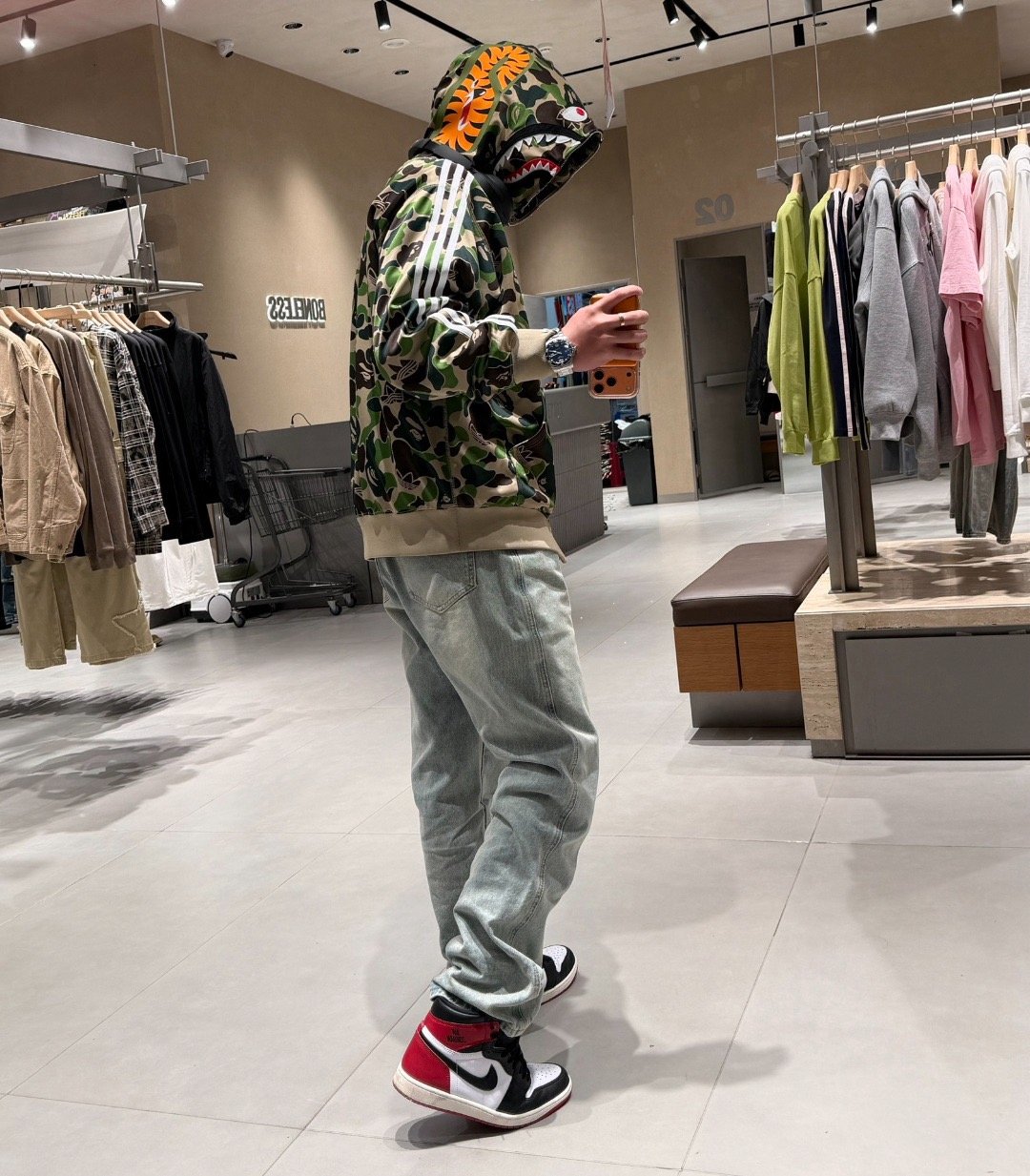 [BAPE × ADIDAS] 베이프 × 아디다스 카모 샤크 풀집 후드 재킷
