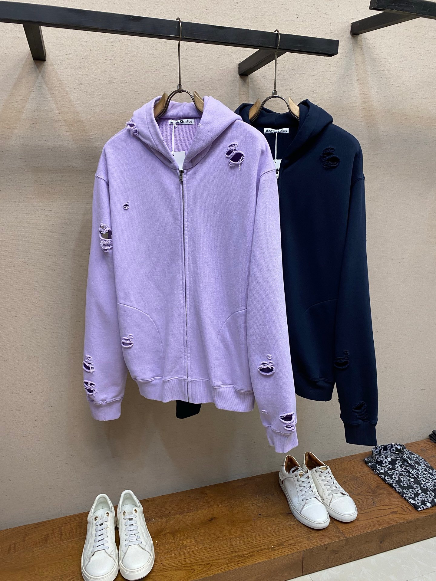 [ACNE STUDIOS] 아크네 스튜디오 빈티지 디스트로이드 로고 후드 집업