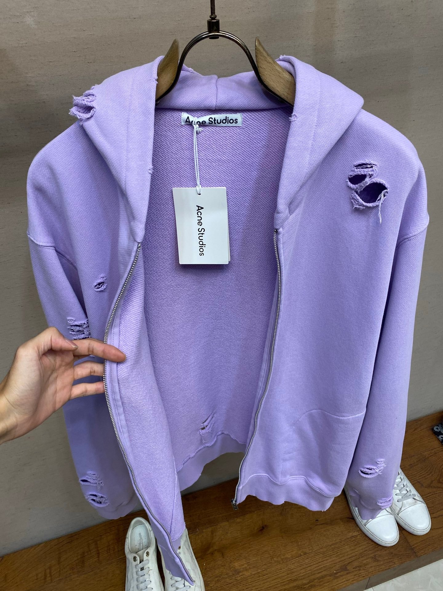 [ACNE STUDIOS] 아크네 스튜디오 빈티지 디스트로이드 로고 후드 집업