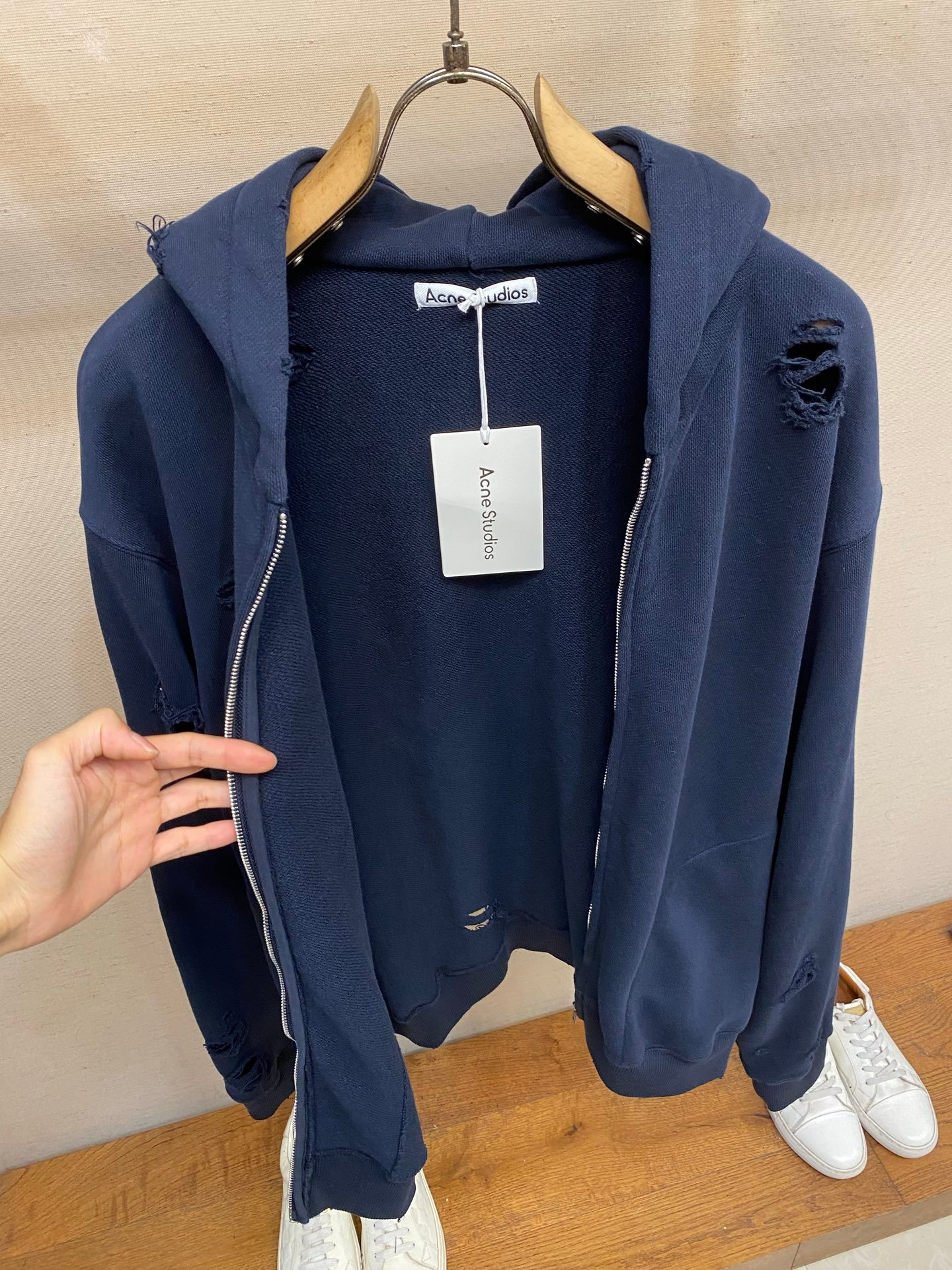 [ACNE STUDIOS] 아크네 스튜디오 빈티지 디스트로이드 로고 후드 집업