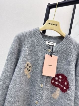 [MIU MIU] 미우미우 머쉬룸 자카드 울 가디건