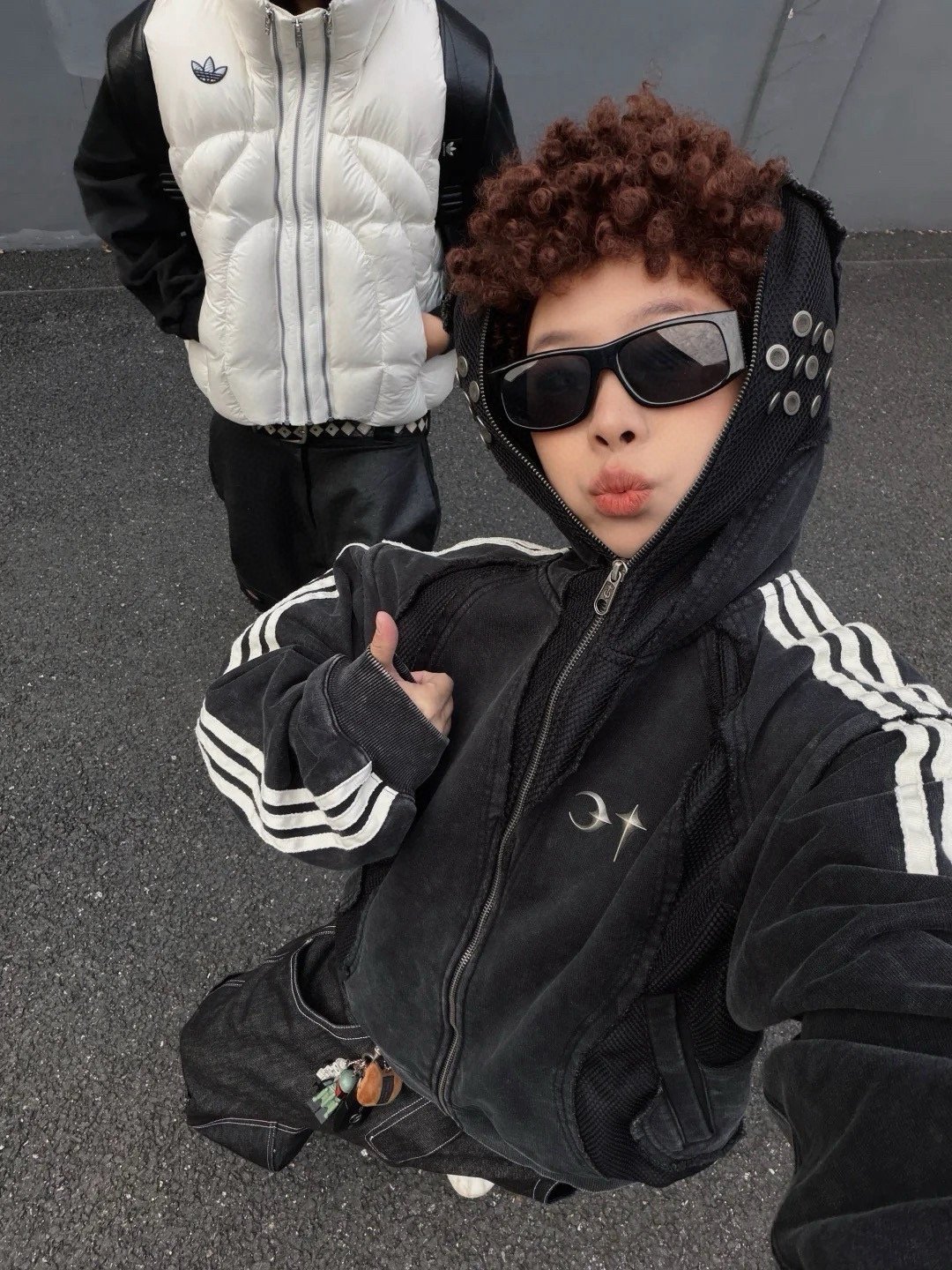 [Adidas originals x Thug club] 아디다스 오리지널스 x 터그 클럽 팀가이스트 워시드 마스크 후드 집업